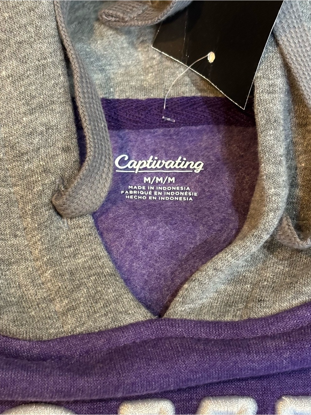 University of Washington Huskies Hoodie Sweatshirt Purple/Grey Men's Medium - Picture 5 of 10